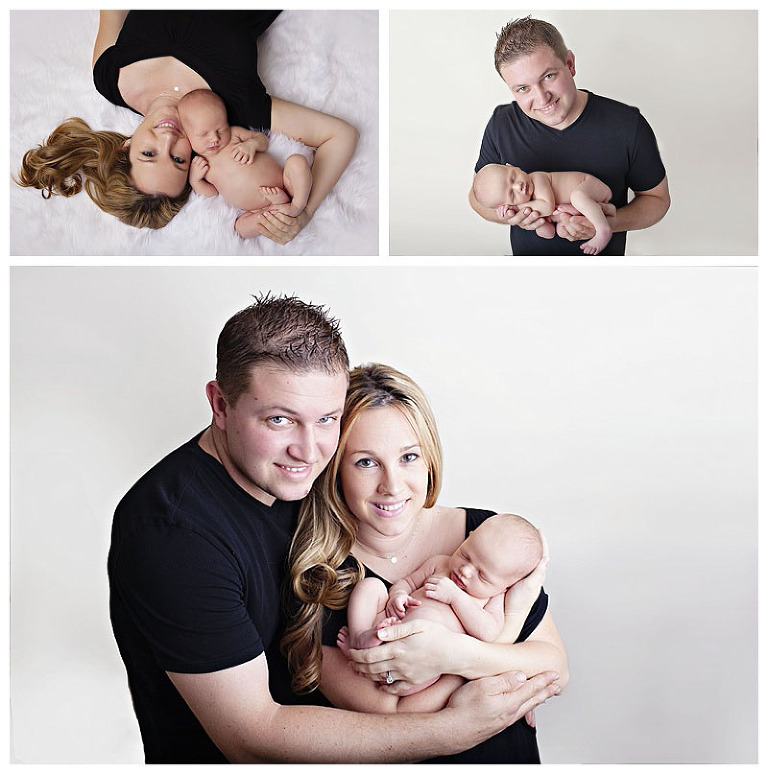 Avery with her parents in her newborn portraits