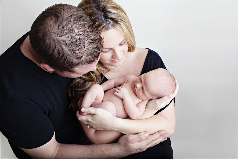 Newborn infant photo session family