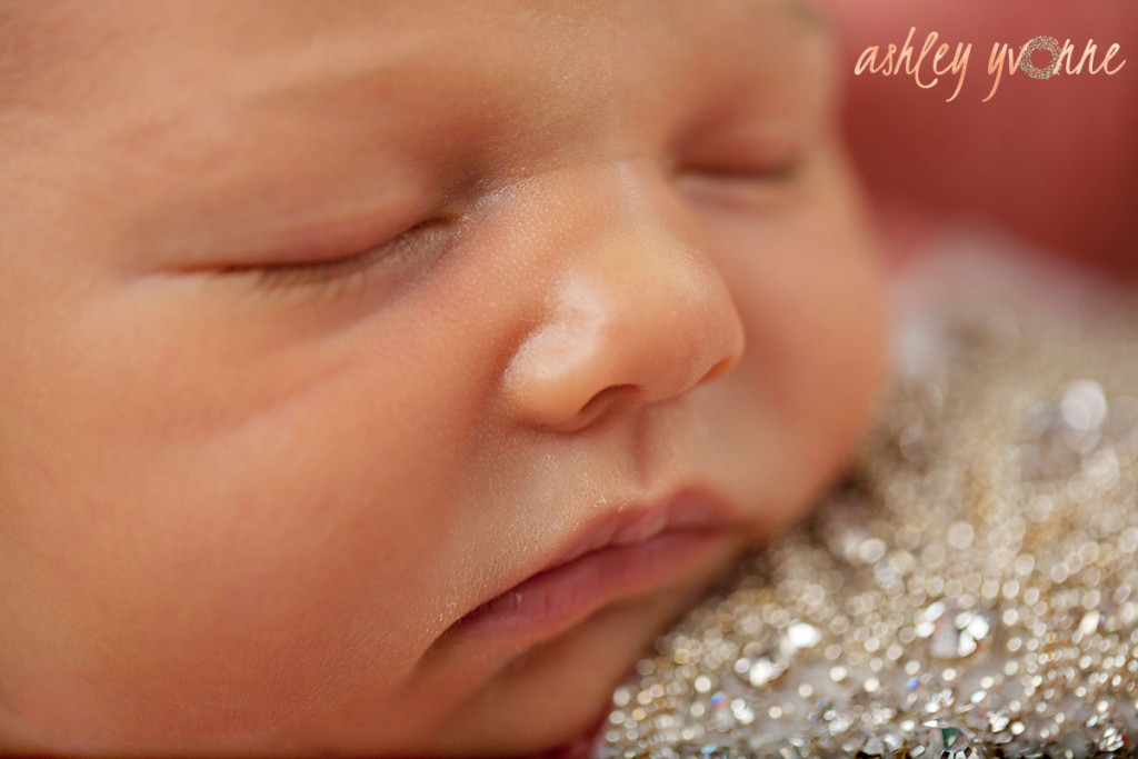 close up of daughters eyes and lips